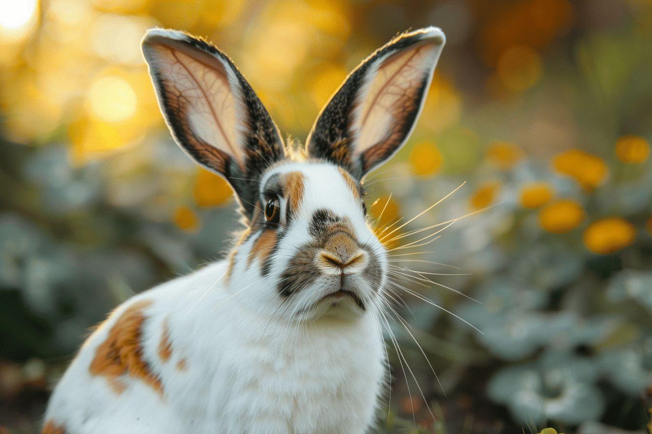 Gros plan sur un lapin aux longues oreilles dans un paysage automnal